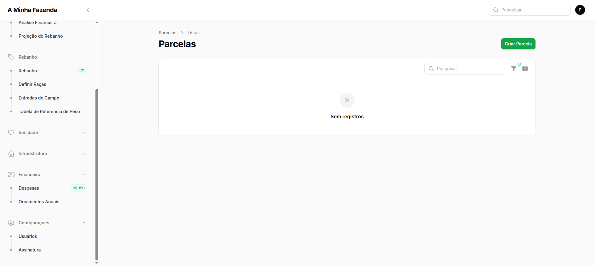 Gestão de parcelas e pastagens